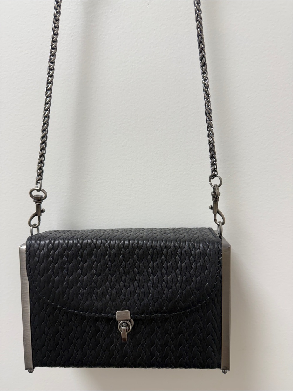 Patricia Nash Black Woven Chain Crossbody Bag
